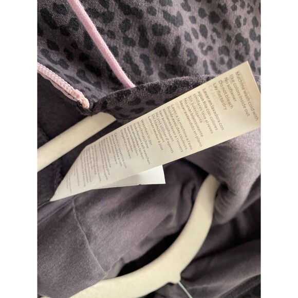 Fabletics Womens Gray Onesie Leopard Print Forever Fleece Hooded Size L - Picture 6 of 14